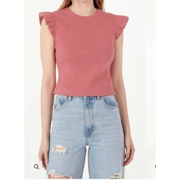 NWT Free the Roses Sold Out Pink Ruffle Knit Top Size Small - Picture 2 of 7